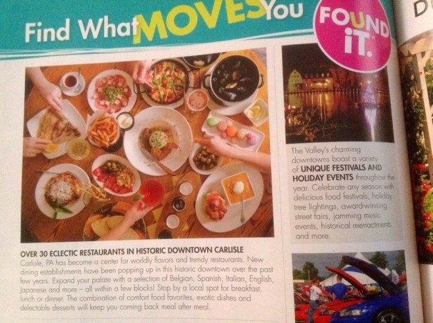 This editorial feature focuses on the thirty local restaurants in downtown Carlisle, Pennsylvania.